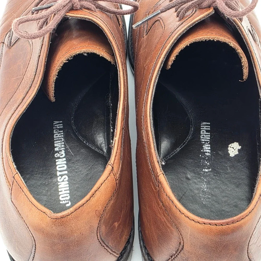 Johnston & Murphy Derby Shoes Mens 8.5 Brown Leather Cap Toe Oxford Timeless